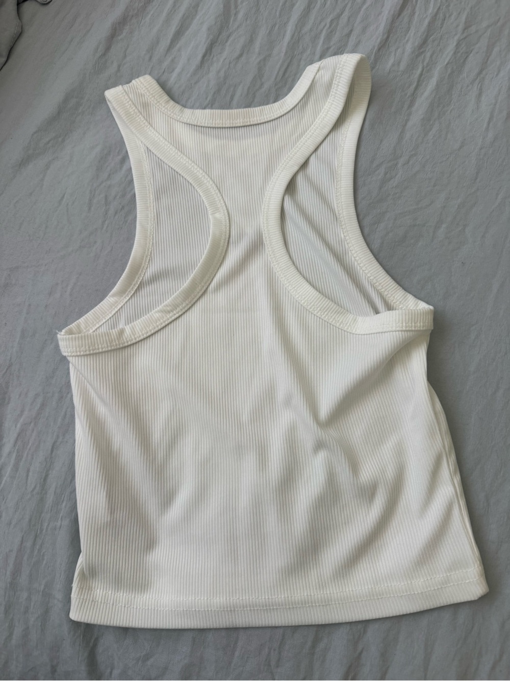 White Ribbed Racerback Crop Tank - Picture 3 of 4